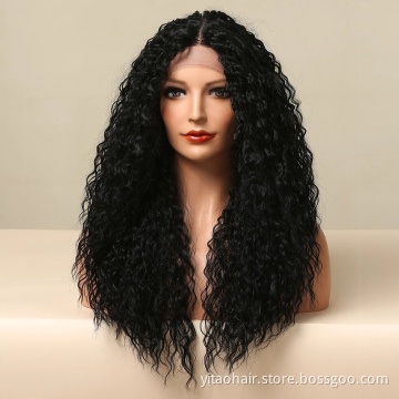 Water wave  lace front  Wig Heat Resist Fiber Soft Long water curly wave  Wig For Black Women Synthetic curly  Lace Front Wigs